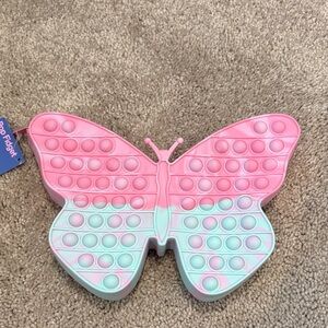 Butterfly Pop-It Sensory Fidget Pencil Pouch - Pink & Light Teal